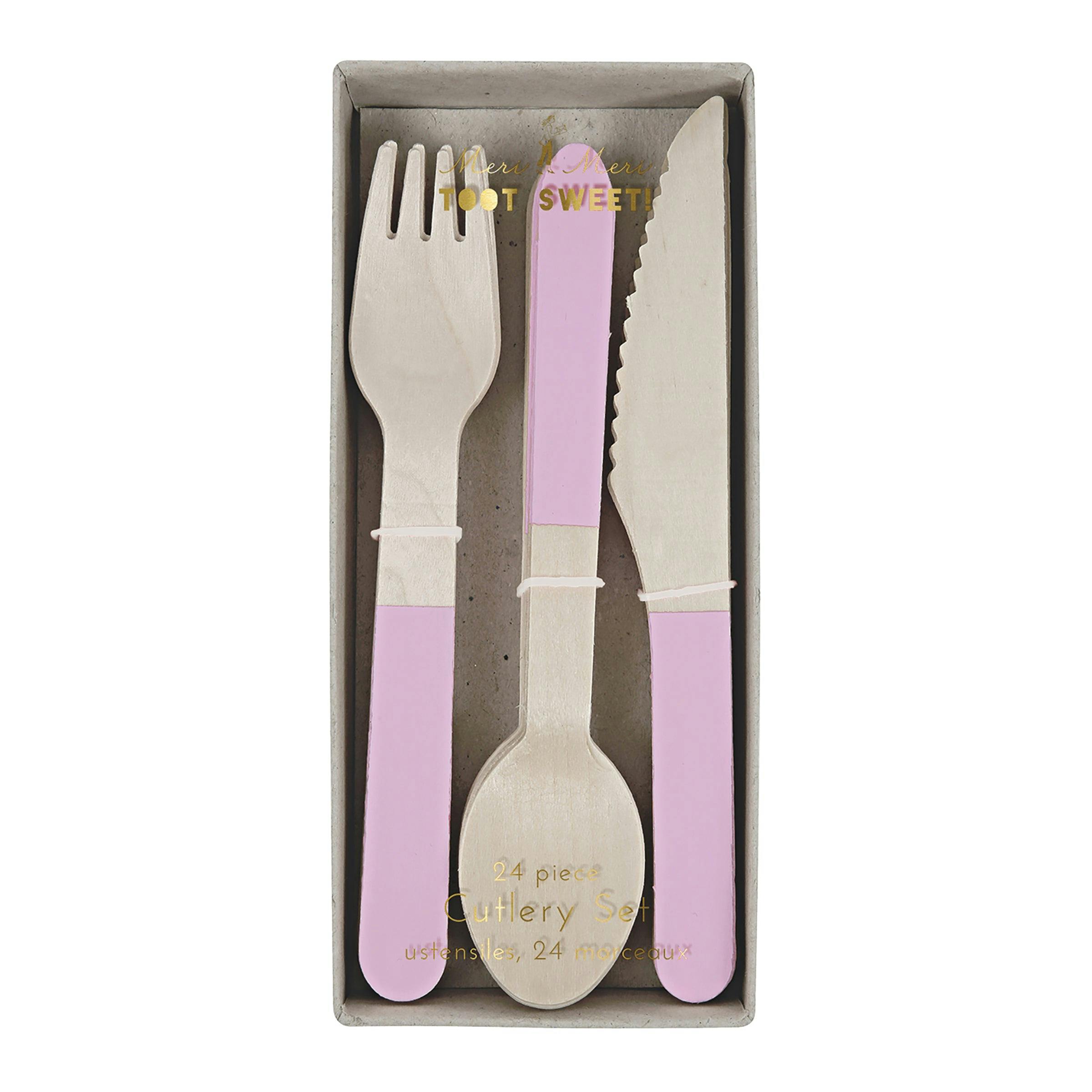 Soft Pink Wooden Cutlery Set