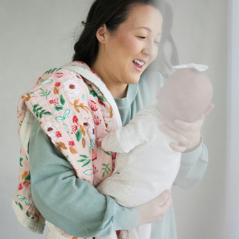Cotton Muslin Baby Quilt - Vintage Floral