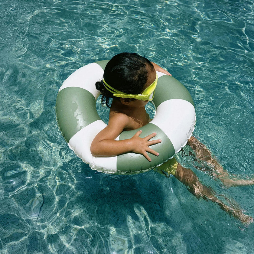 Mini Tube Pool Ring: Tides Out Olive Stripe