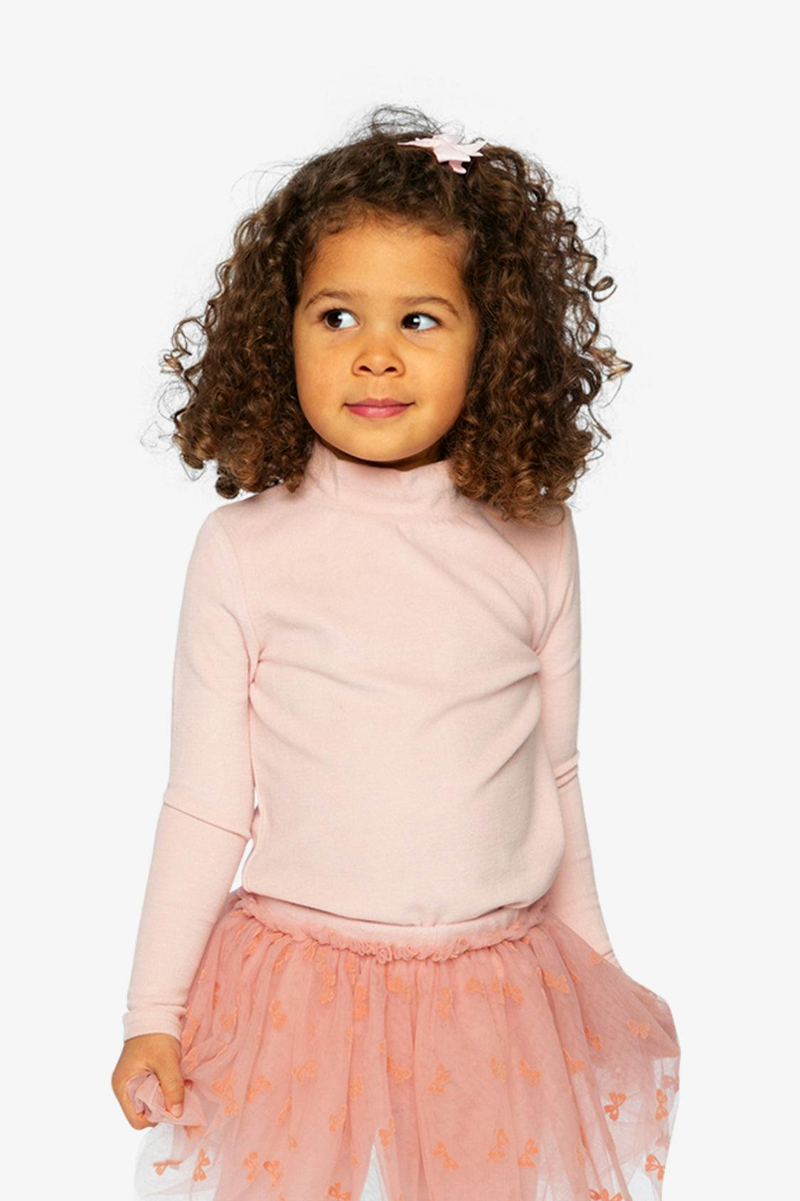 Brushed Rib Mock Neck Top Pale Dusty Pink