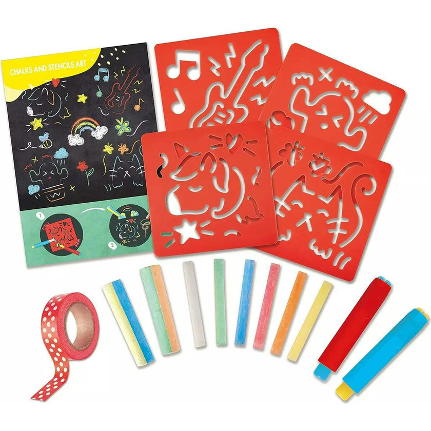 Hape: Chalks & Stencils Art - 22pcs