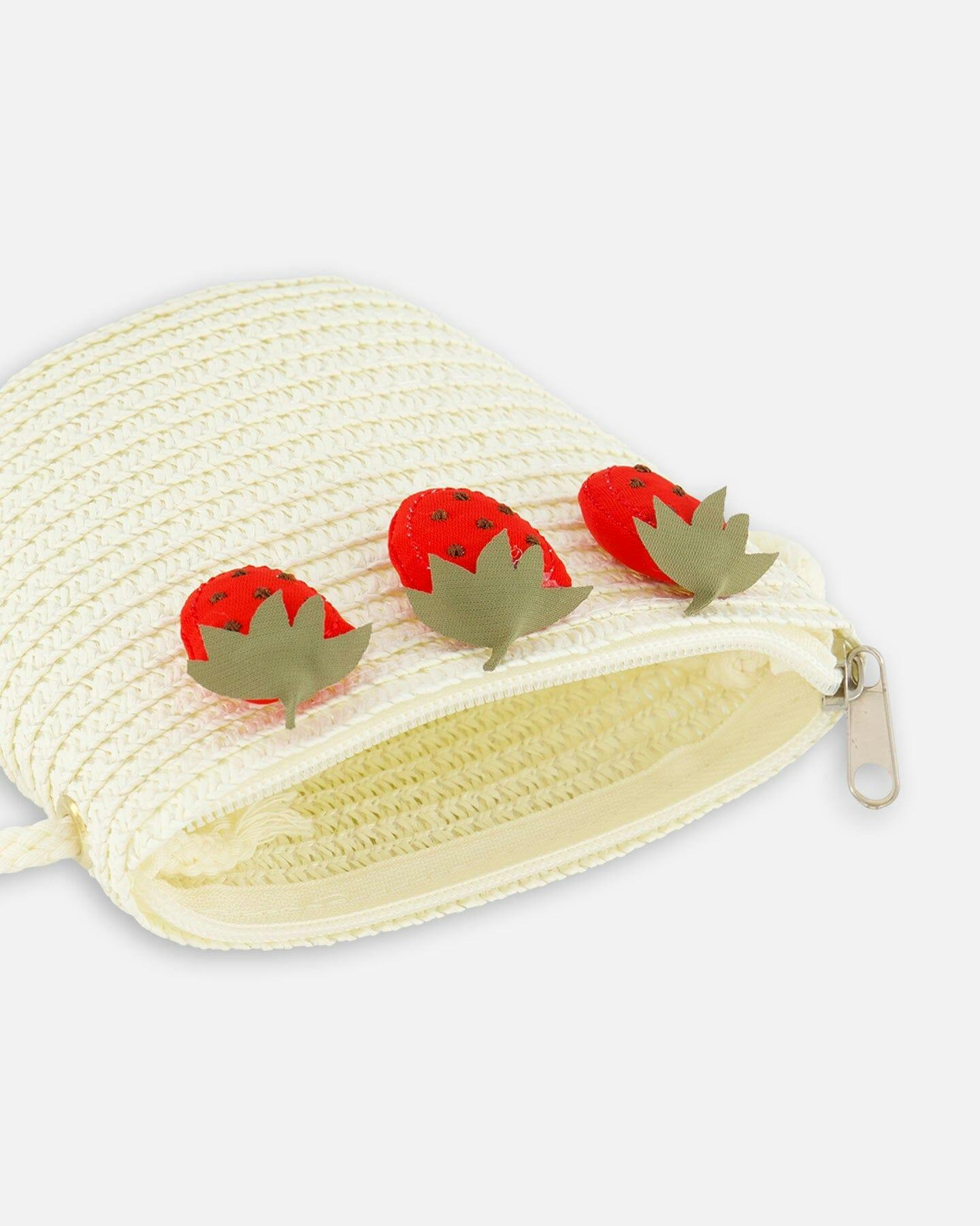 Strawberry Straw Purse Beige