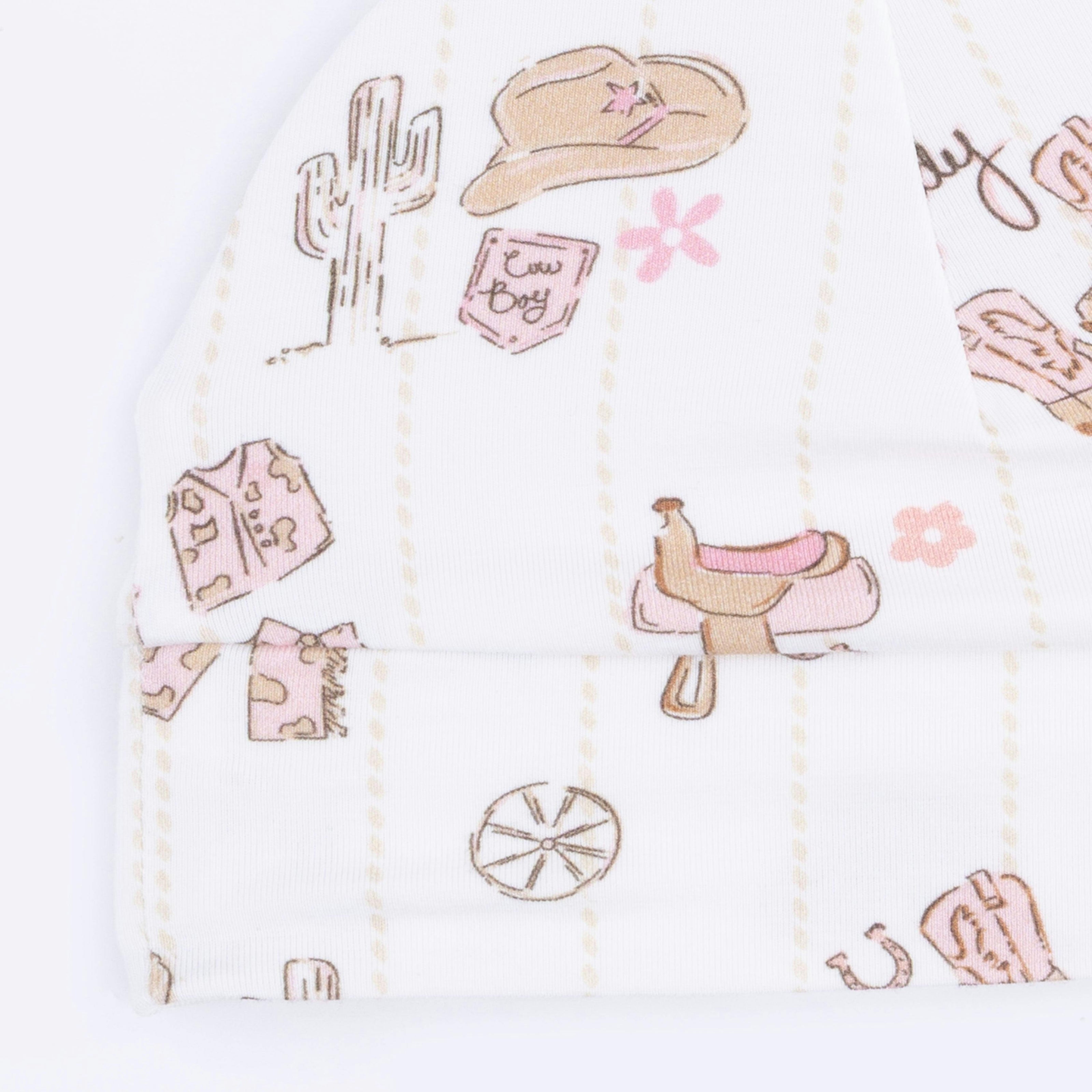 Cowgirl Nursery - Kimono Gown & Ruffle Knotted Hat