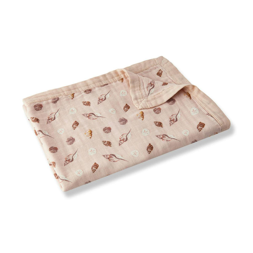 Seashells Big Lovey Three-Layer Muslin Blanket