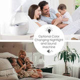 Crane 4-in-1 Top Fill Humidifier, 1 Gallon with Sound Machine, Night Light