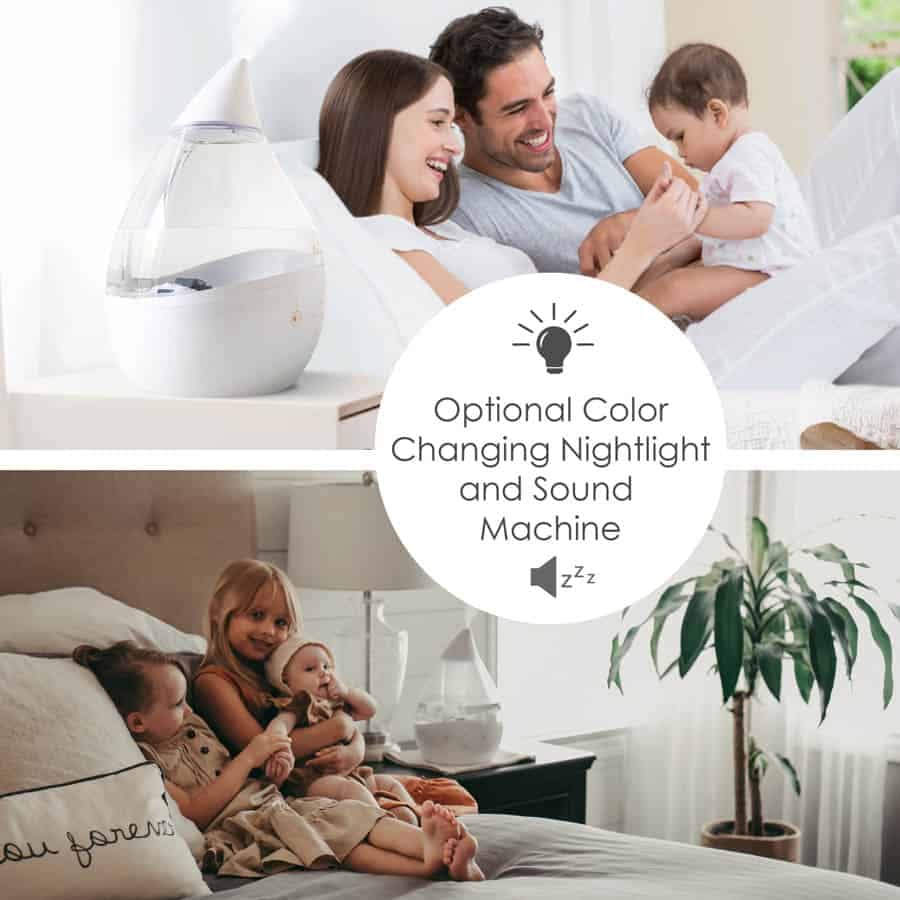 Crane 4-in-1 Top Fill Humidifier, 1 Gallon with Sound Machine, Night Light