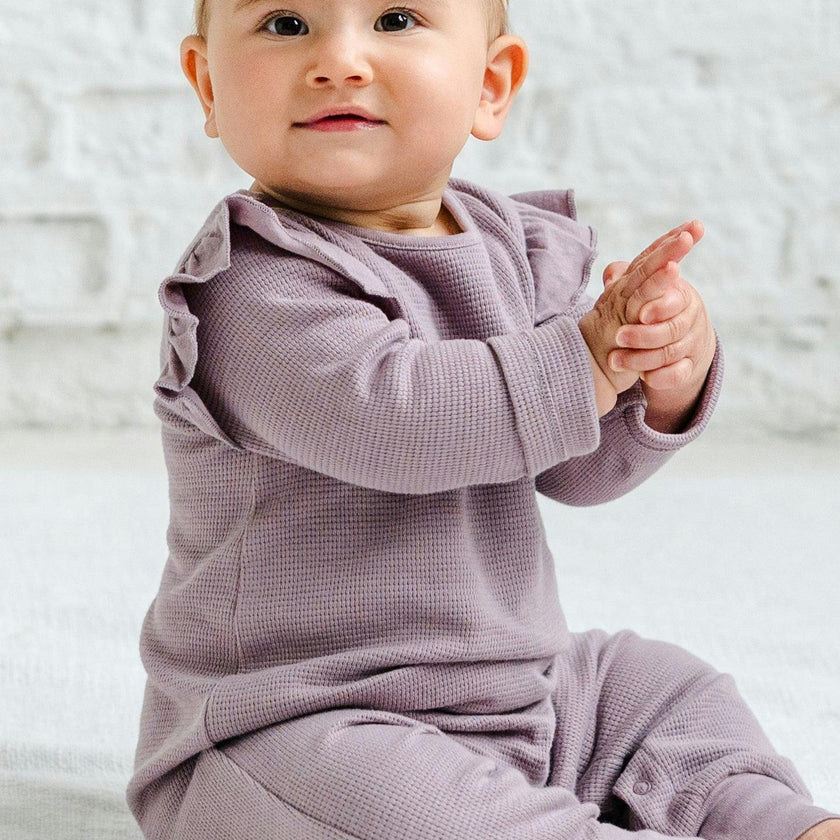 Mila Waffle Knit Flutter Sleeve Romper