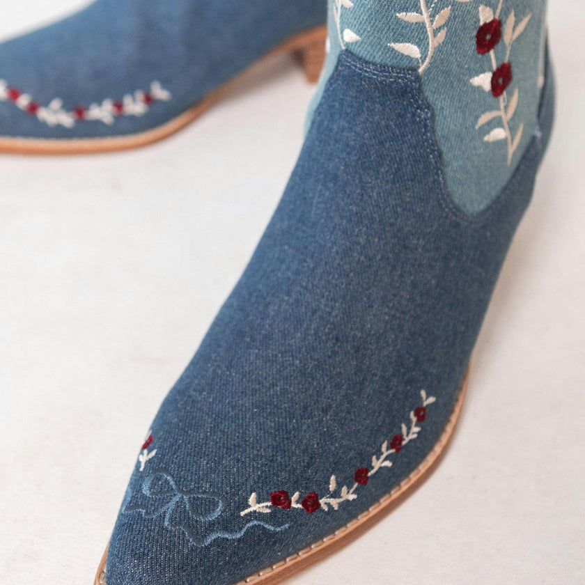 Rosemary Cowgirl Boots in Denim