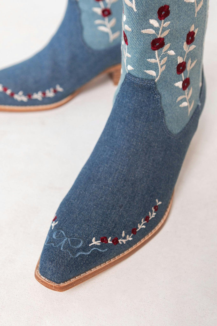 Rosemary Cowgirl Boots in Denim