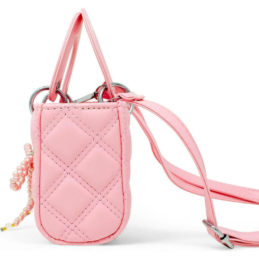 Quilted Rectangle Bow Charm Handbag