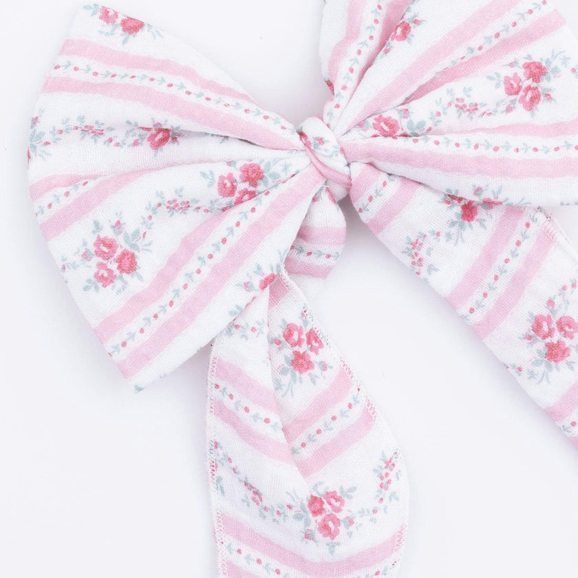 Winding Roses Stripe - Large Bow