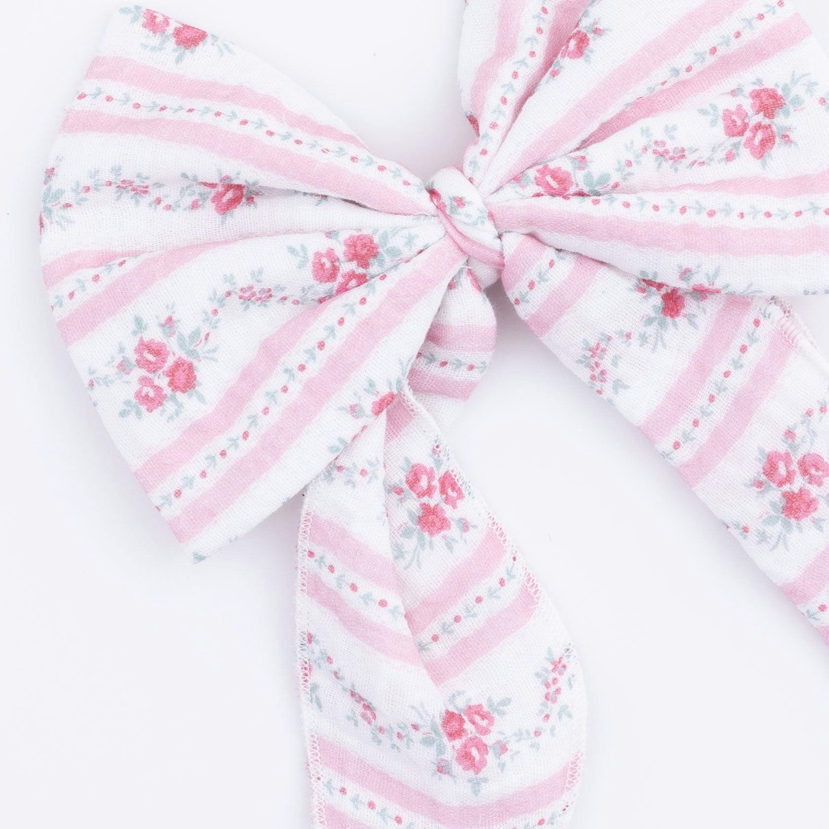 Winding Roses Stripe - Large Bow