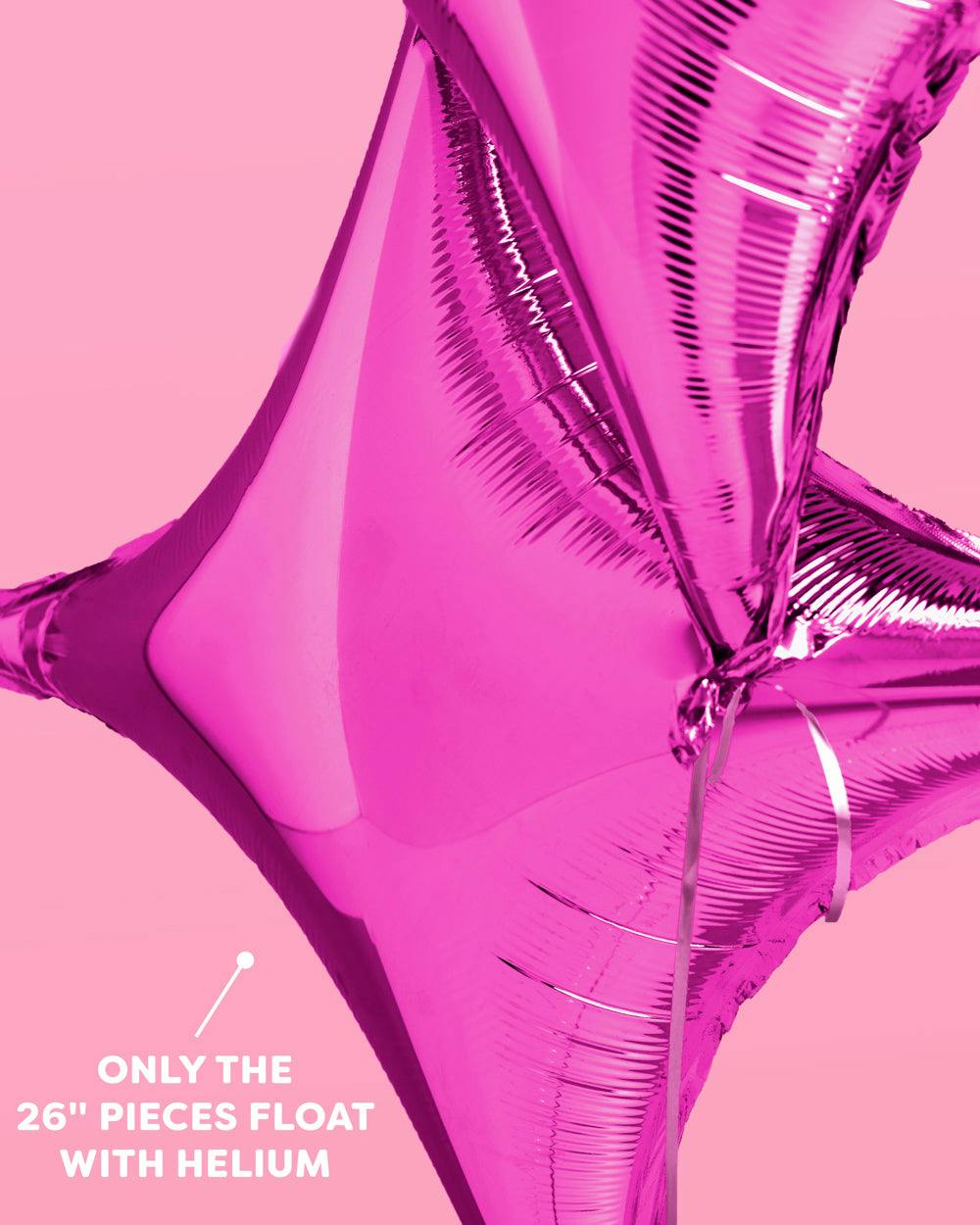 Pink Sparkle Balloon - 6 pc silver foil set