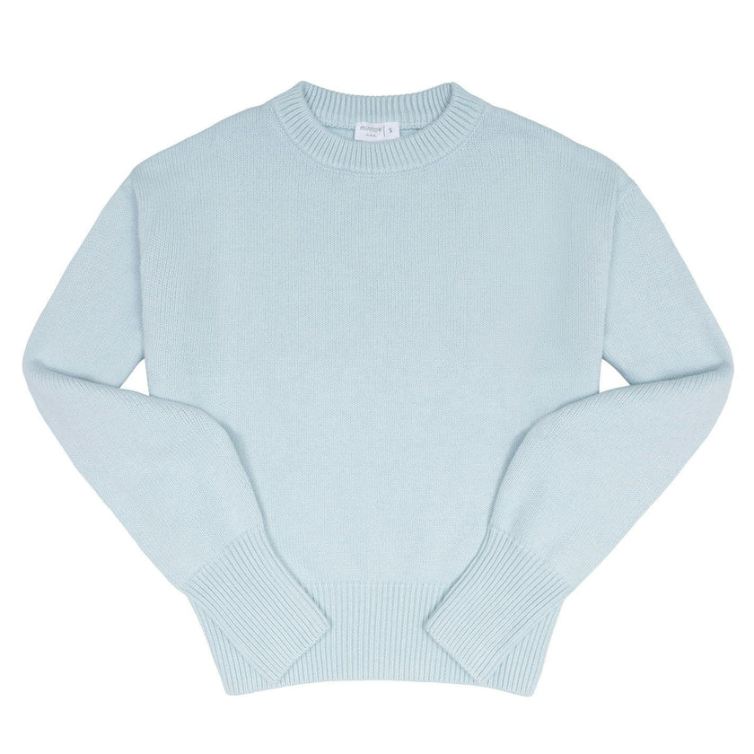 women's light blue cropped knit sweater