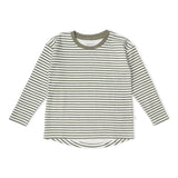Organic Tee & Foldover Pants Set - Olive Stripes