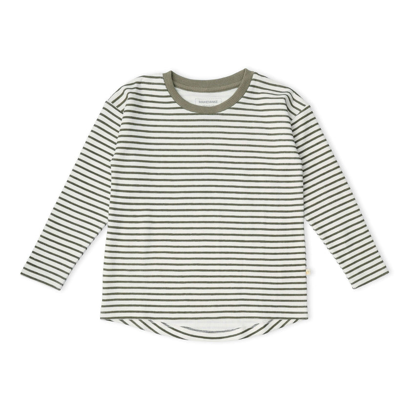 Organic Tee & Foldover Pants Set - Olive Stripes