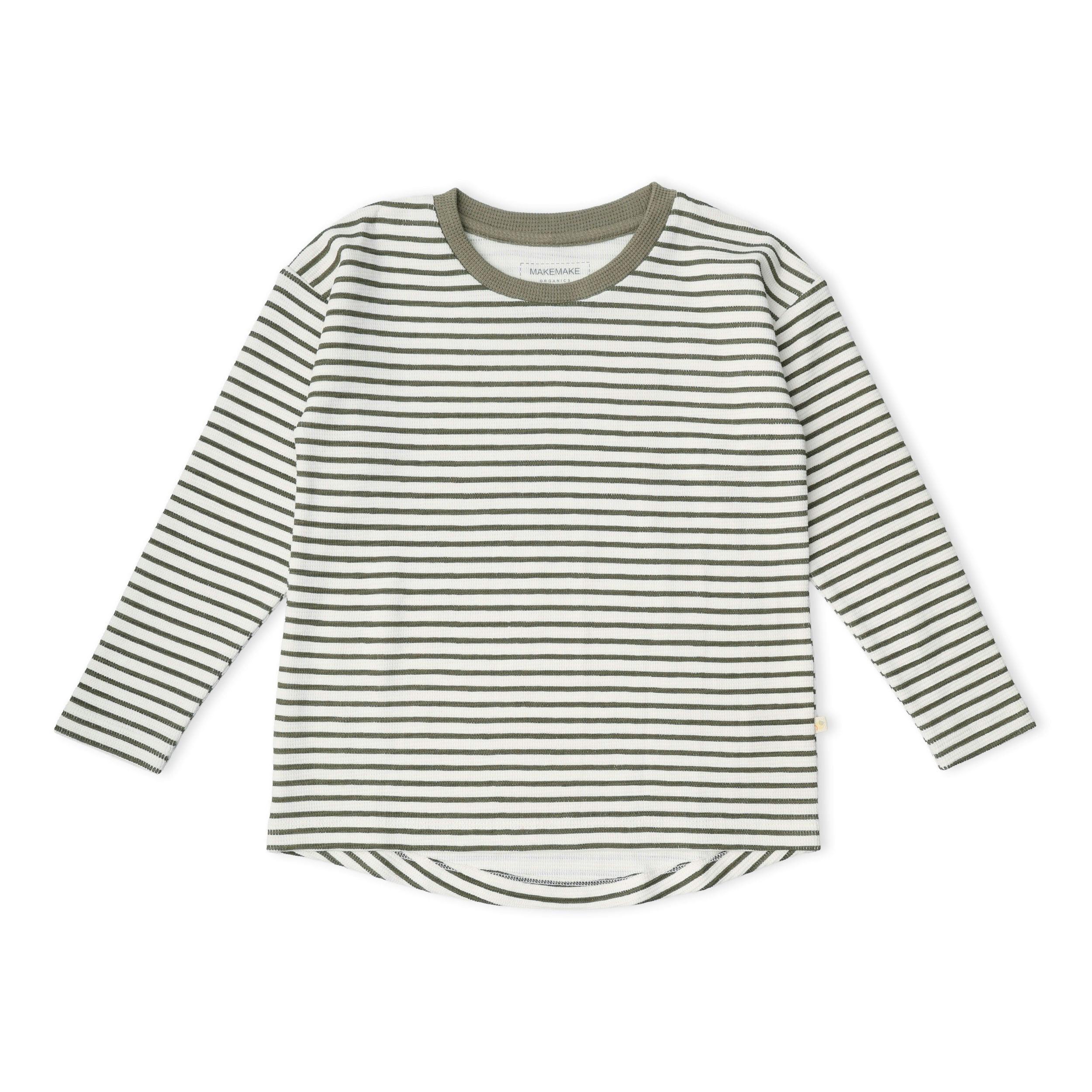 Organic Tee & Foldover Pants Set - Olive Stripes