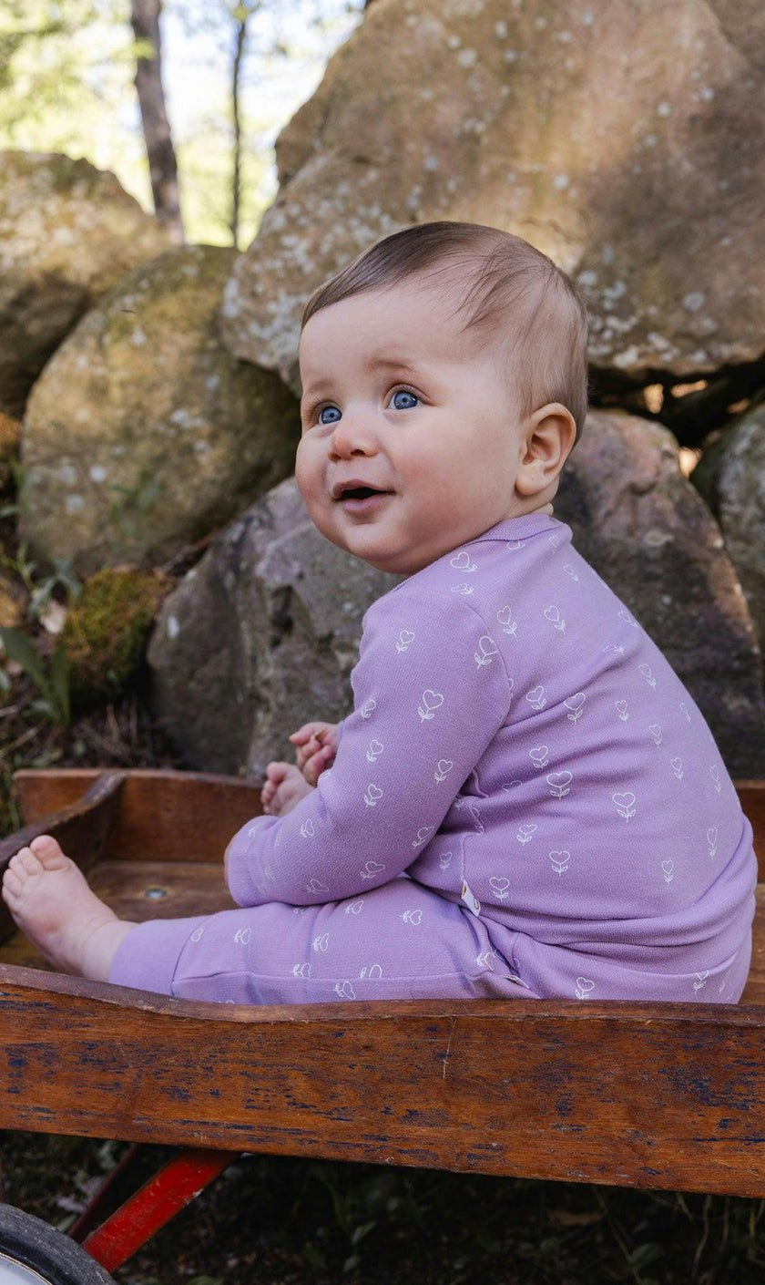 Organic Cotton Onesie Purple Floral Print