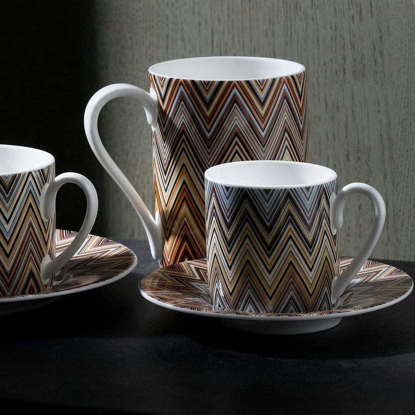 Coffee Cup & Saucer Zig Zag Set of 2 In Luxury Box Jarris 148 Diam. 2.3"