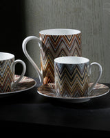 Coffee Cup & Saucer Zig Zag Set of 2 In Luxury Box Jarris 148 Diam. 2.3"