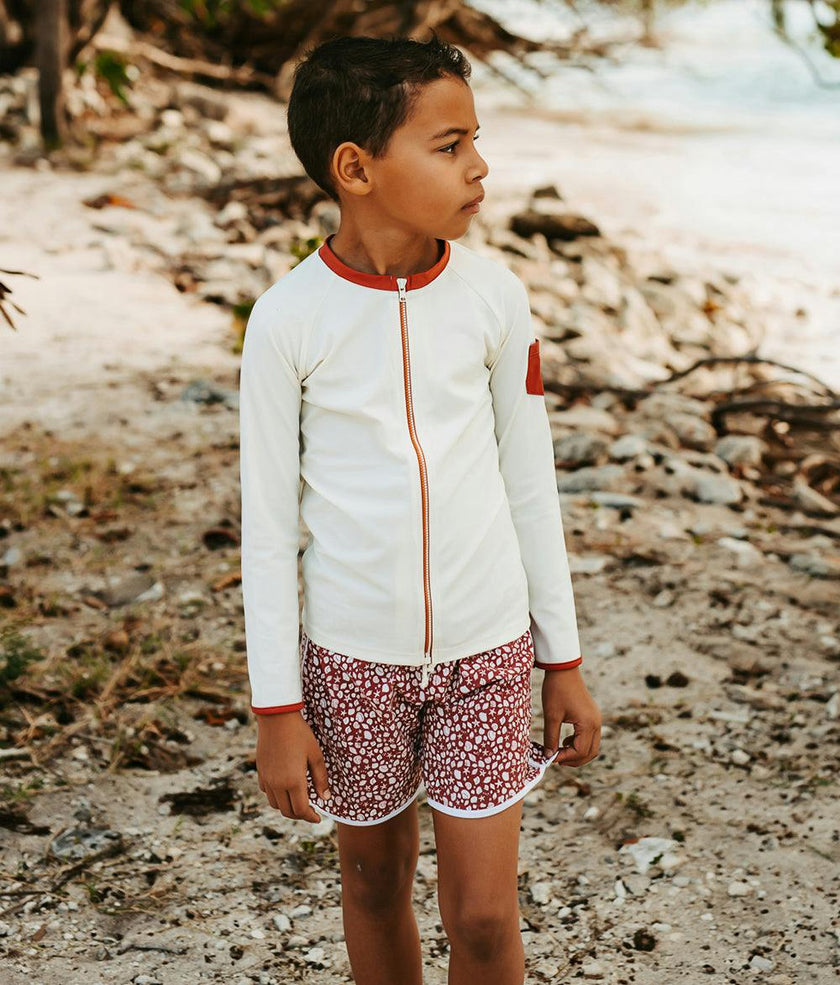 Leo Rashguard Ivory And Terracotta