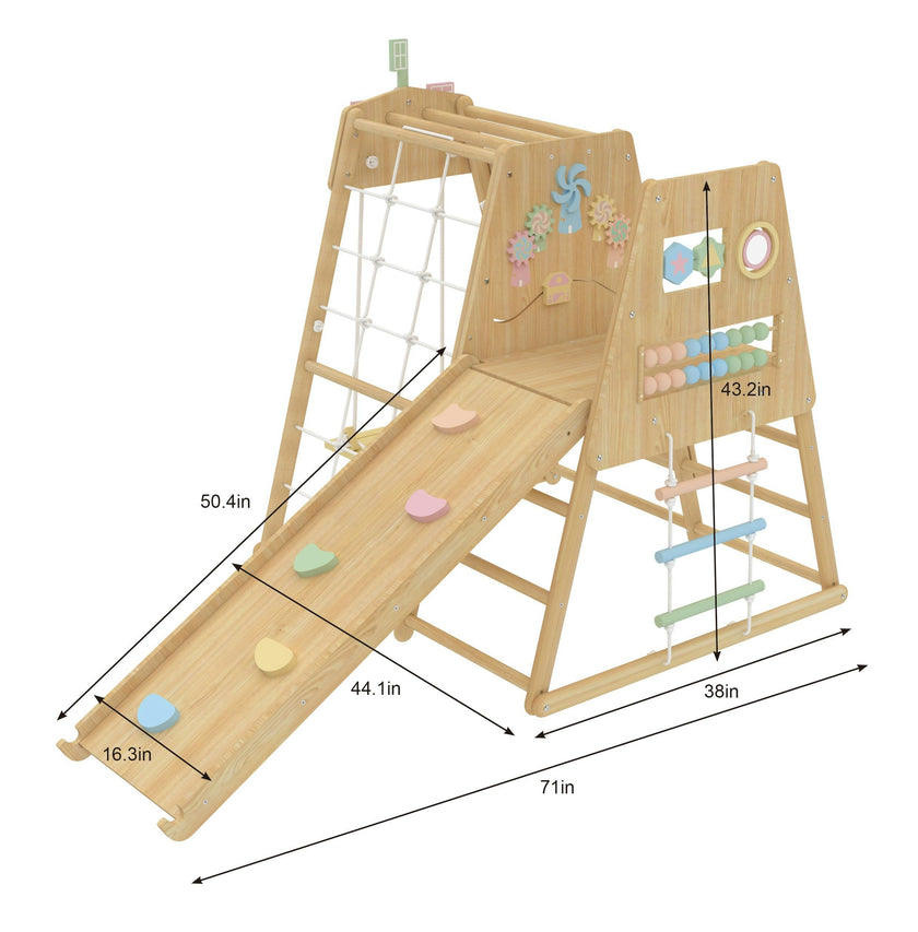 Avenlur Cherry 5-in-1 Wooden Indoor Climber – Montessori Play Gym for Toddlers & Kids