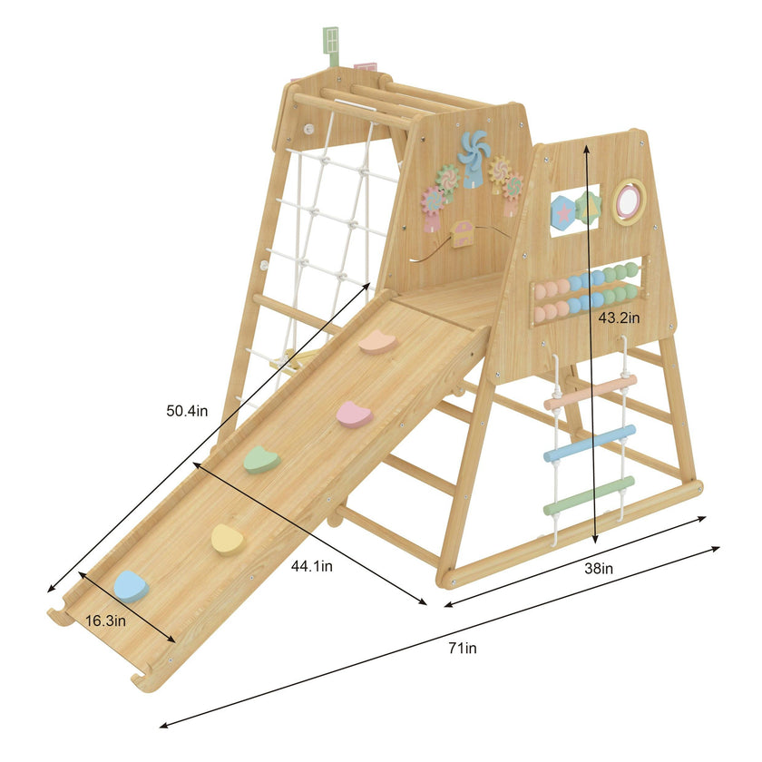 Avenlur Cherry 5-in-1 Wooden Indoor Climber – Montessori Play Gym for Toddlers & Kids