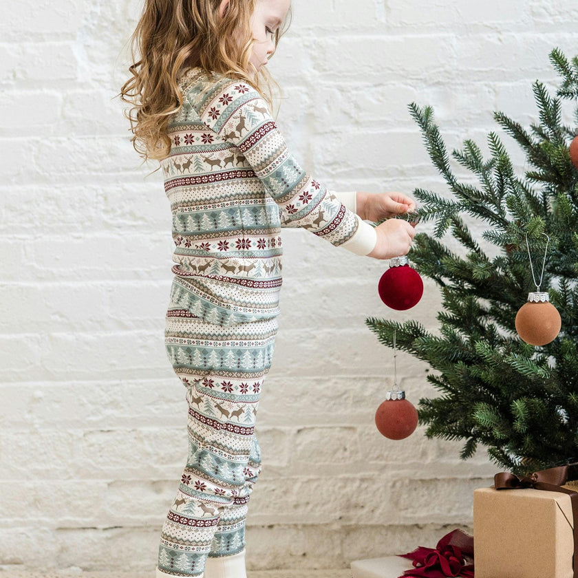 2 Piece Long Sleeve Jammie Set Basket / Cranberry