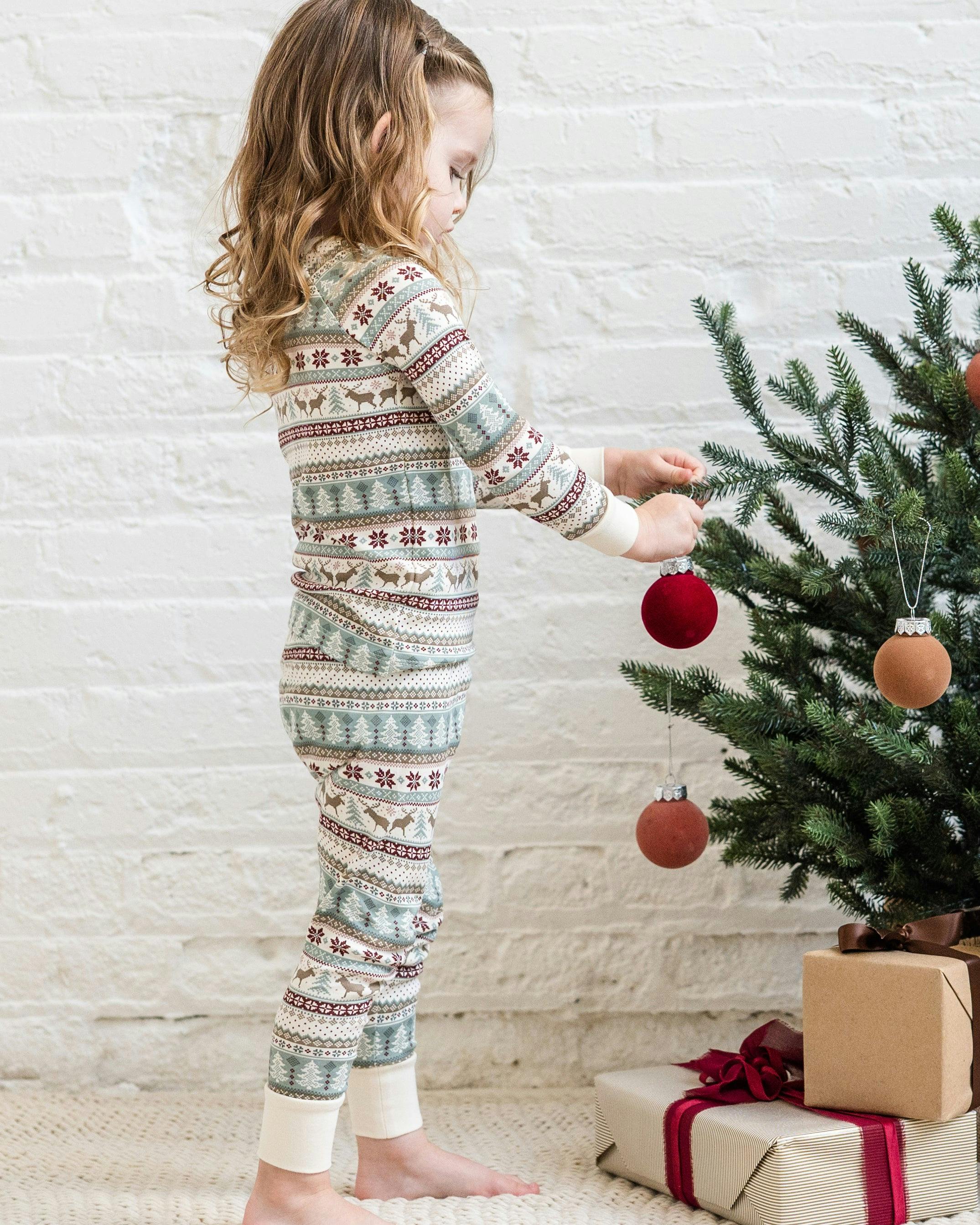 2 Piece Long Sleeve Jammie Set Basket / Cranberry