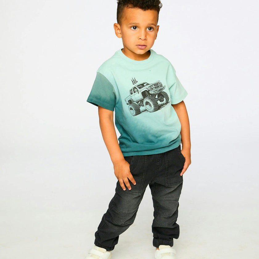 Organic Cotton Jersey T-Shirt With Print Turquoise