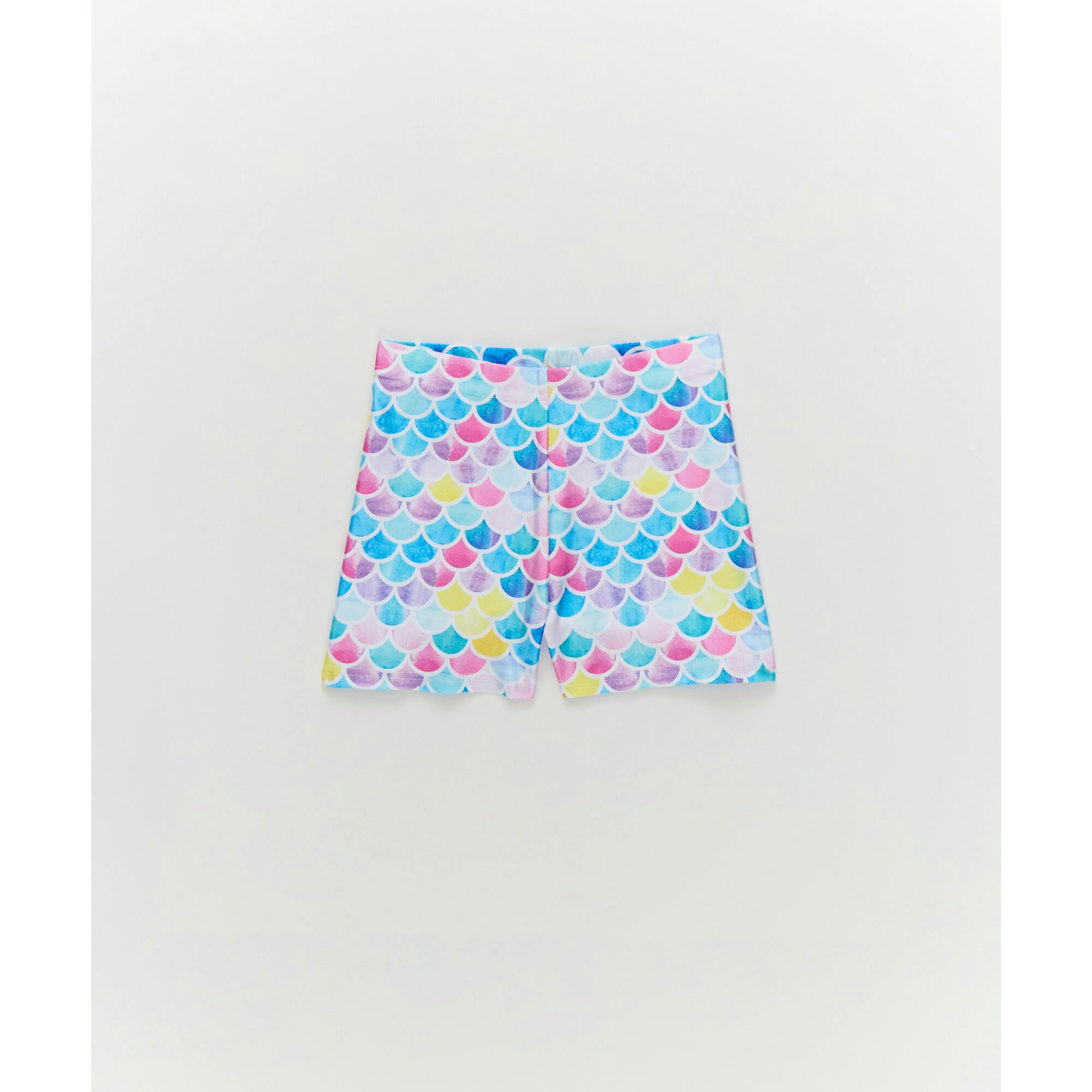 Girls Hi-Shine Booty Shorts in Watercolor Mermaid