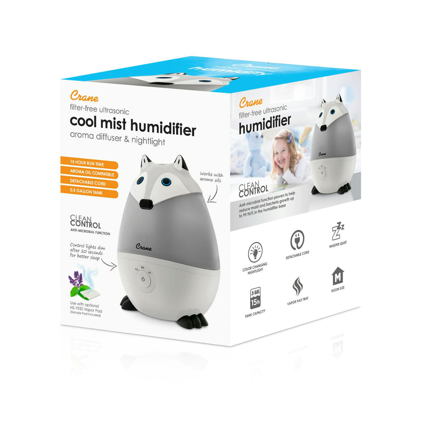 Crane .5 Gallon Mini Adorable Animal Shape Cool Mist Humidifier for Nursery