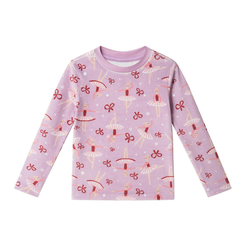Girls (2-4) Velour Pajama Set | Ballerinas & Bows