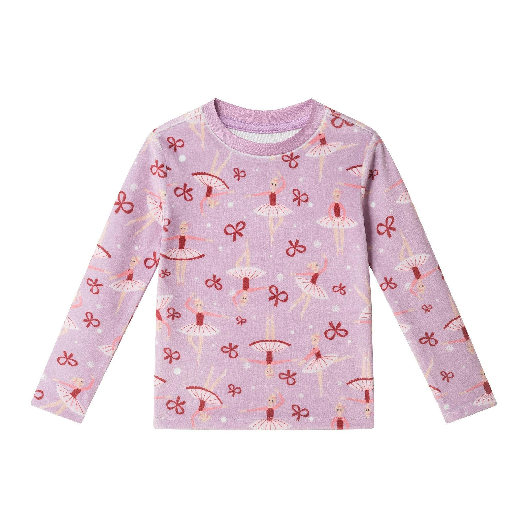 Girls (2-4) Velour Pajama Set | Ballerinas & Bows