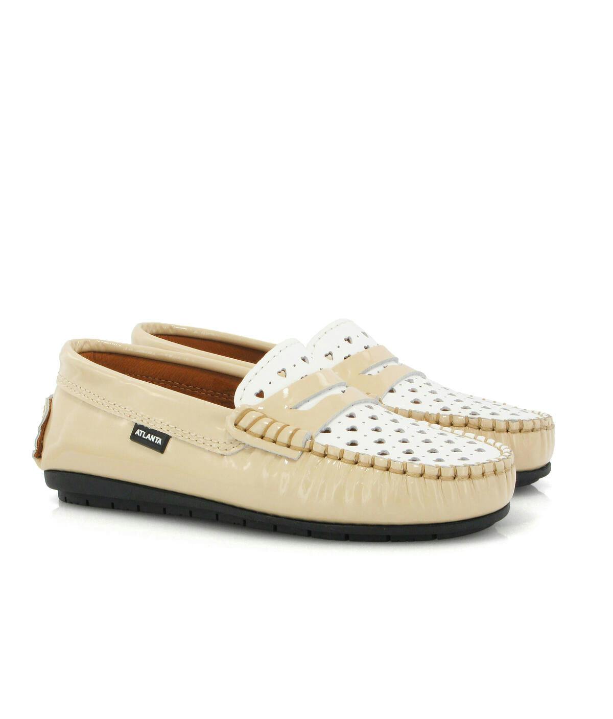 032 Walkers - beige patent with hearts
