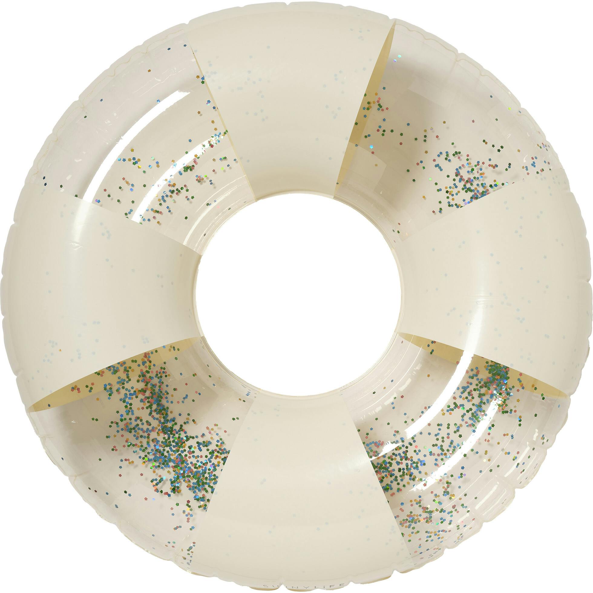 Tube Pool Ring: Glitter Cotton Candy Stripe