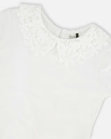 T-Shirt With Crochet Peter Pan Collar
