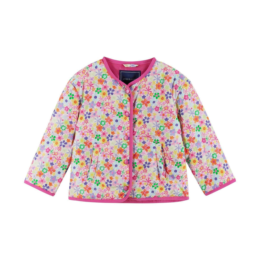 Girls Cream Bomber | Floral Print