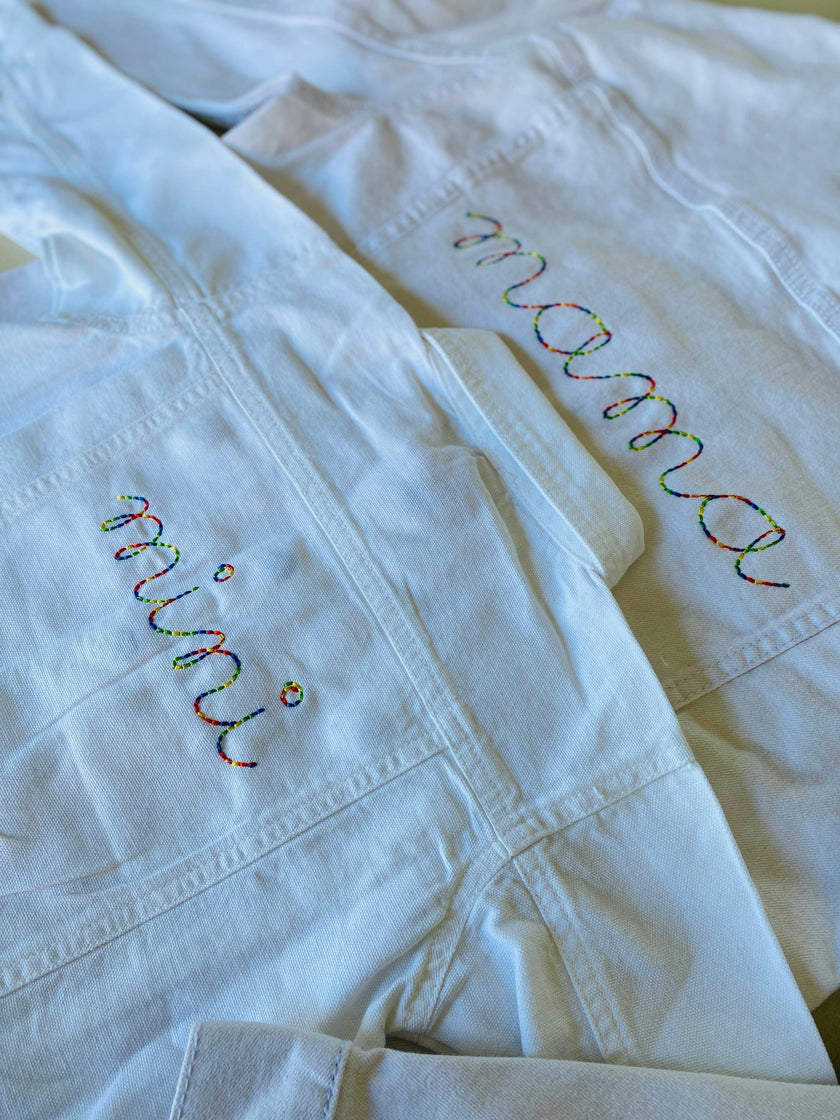 "mini" White Denim Jacket