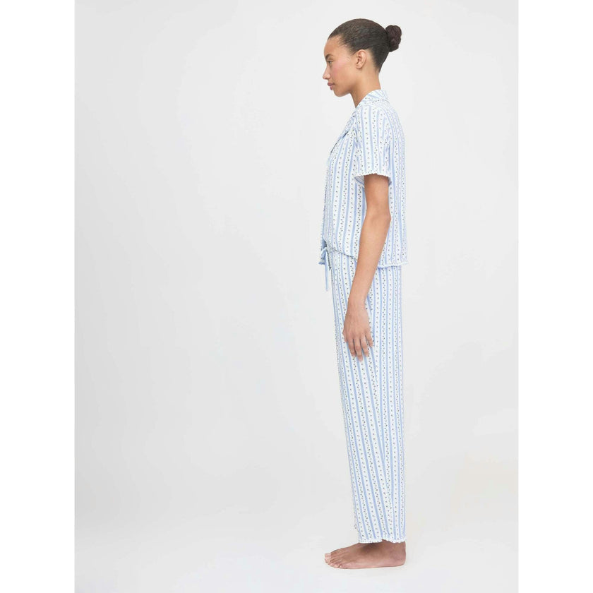 The Marina Pajama Set - Blue Petal Stripe