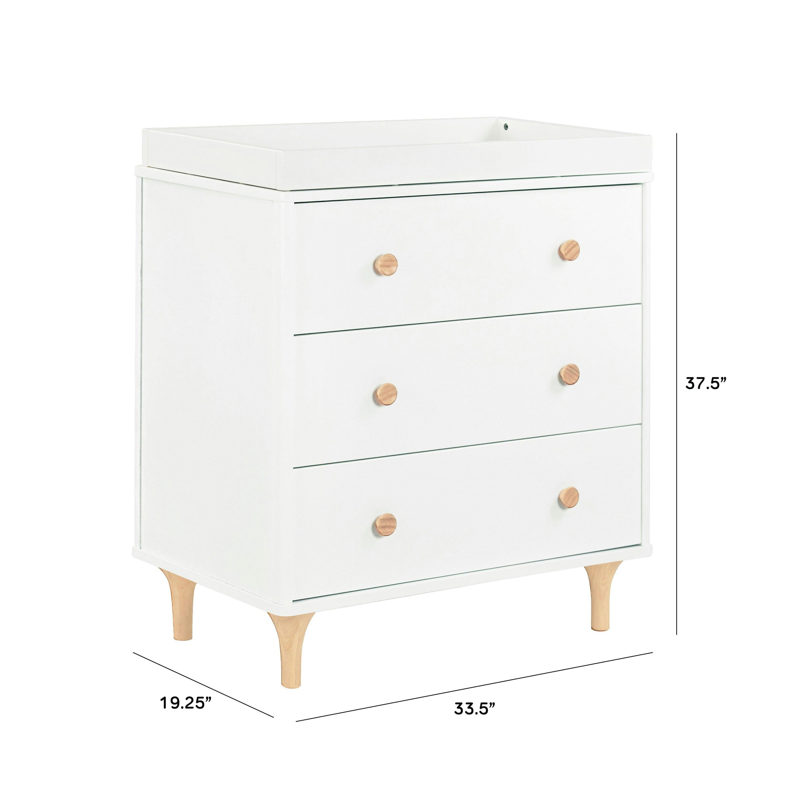 Babyletto Lolly 3-Drawer Compact Changer Dresser with Removable Changing Tray (34