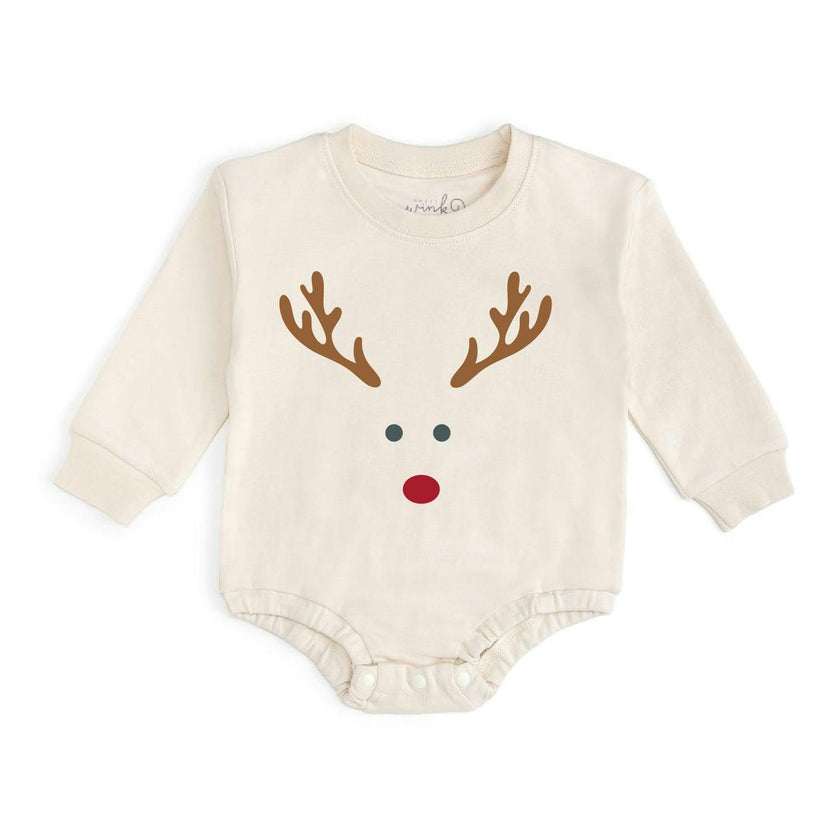 Red Nose Reindeer Christmas Long Sleeve Romper