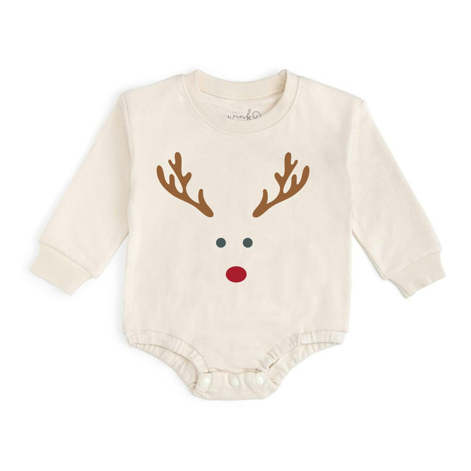 Red Nose Reindeer Christmas Long Sleeve Romper