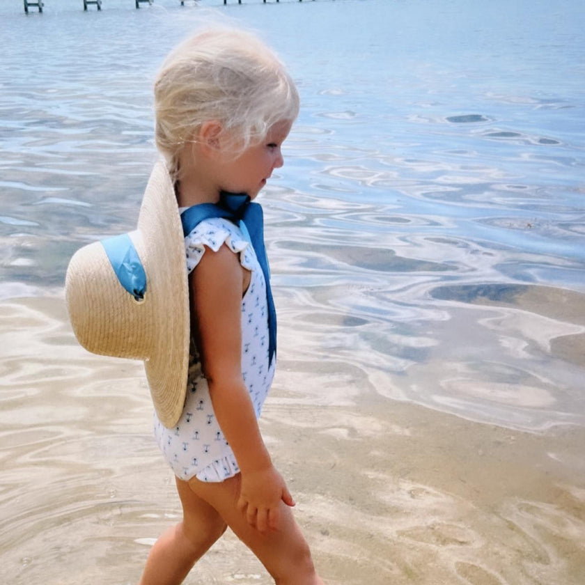 Buttercup Little Girl’s Hat - Vintage Periwinkle Ribbon