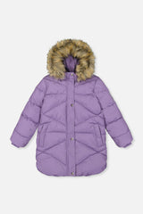 Long Winter Puffer Coat Violet