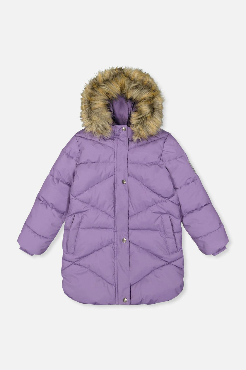 Long Winter Puffer Coat Violet