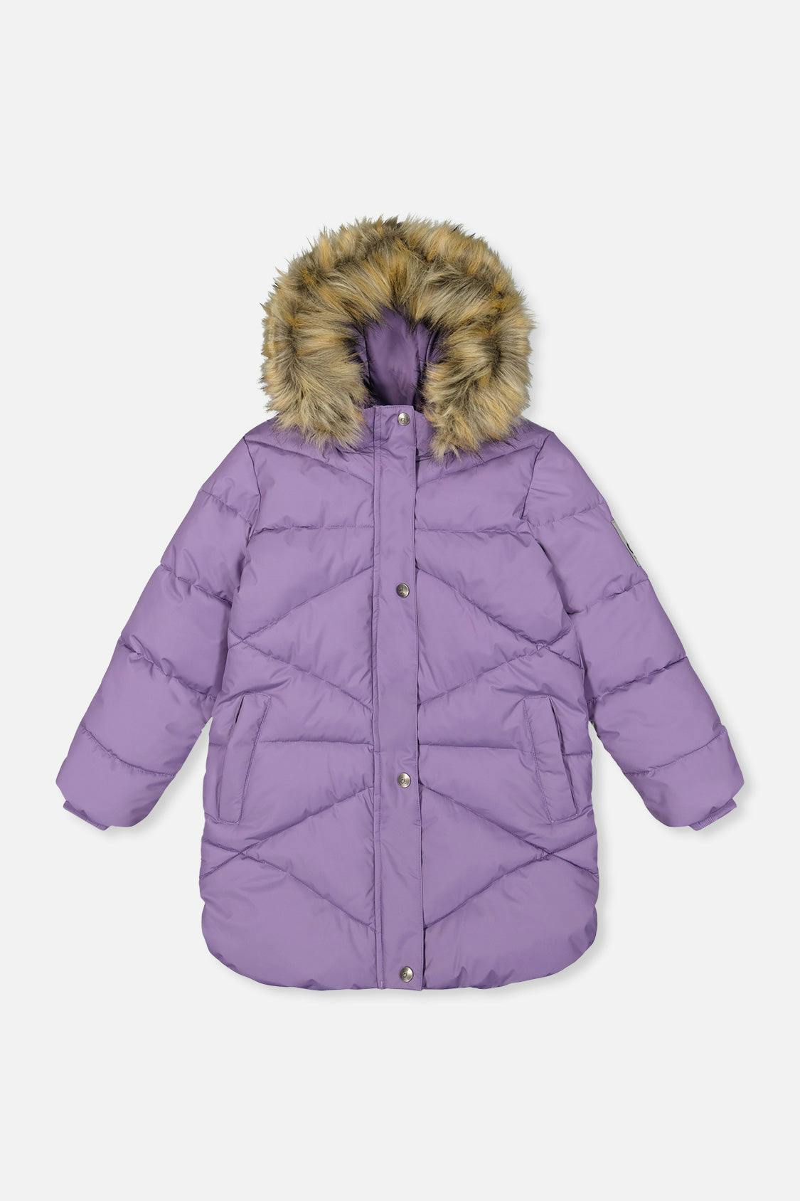 Long Winter Puffer Coat Violet