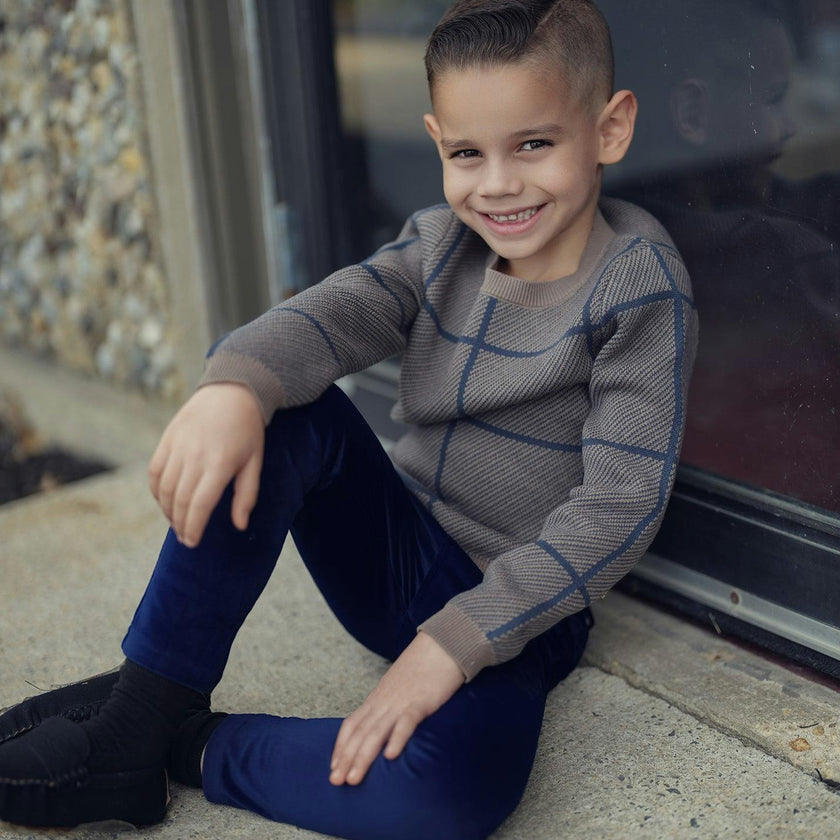 Boys Velour Straight Leg Dress Pants