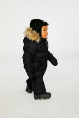 Baby Original One Piece Puffy Snowsuit With Removable Mittens And Boots Black