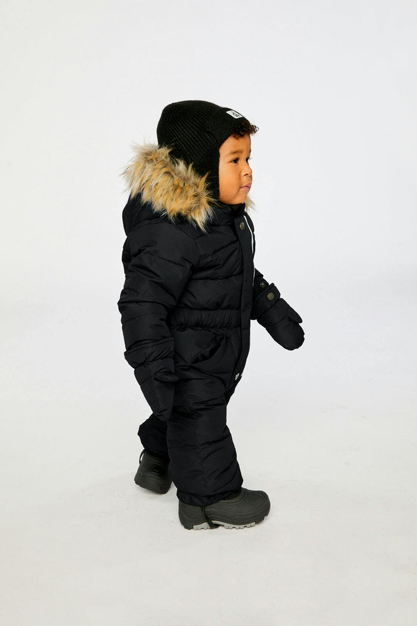 Baby Original One Piece Puffy Snowsuit With Removable Mittens And Boots Black